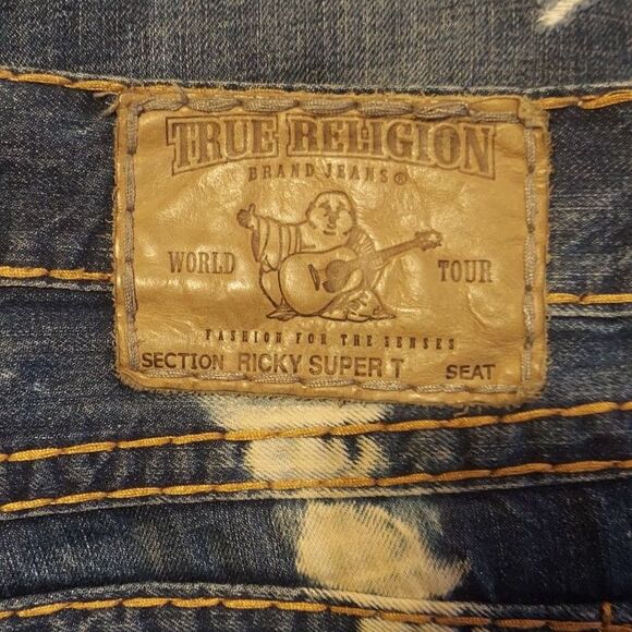 True Religion Bleached Super T Medium Wash Blue Jeans Ricky Sz38 - Picture 5 of 5